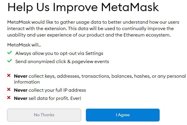 MetaMask's Data Request